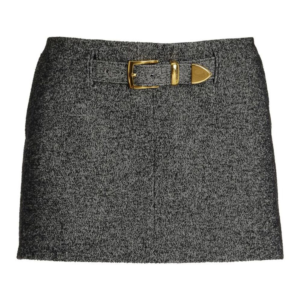 Brandon Maxwell Womens The Gabriella Wool Twill Mini Skirt 0 Graphite NWT $1295